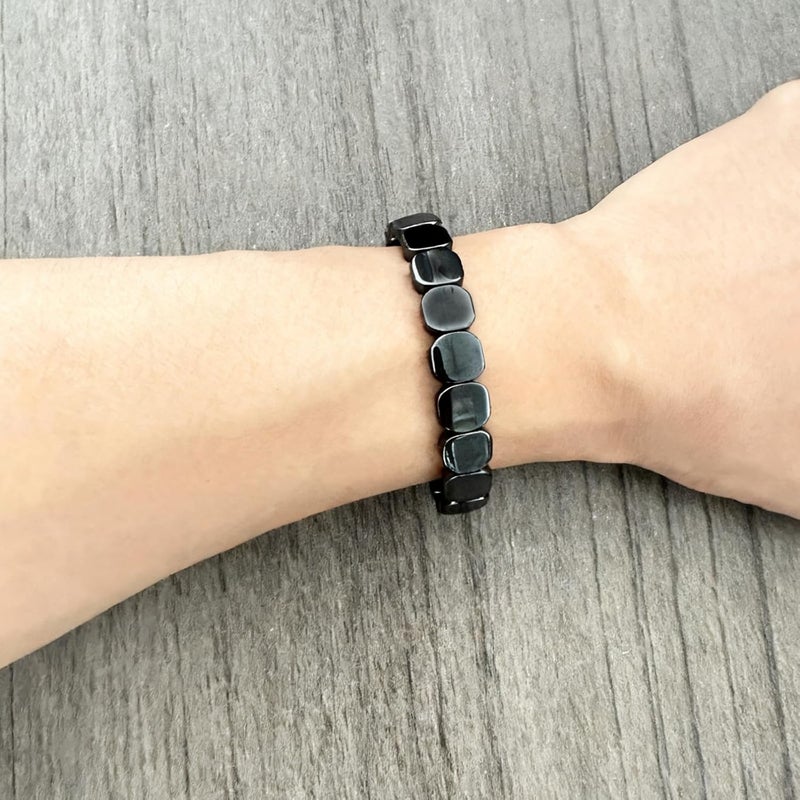 TACBSP Hematite Bracelet for Men Natural Stone Hematite Bracelet Black Stretch Beaded Bracelet Reclaim Your Confidence Male Energy Inspirational Jewelry Gifts - Image 3